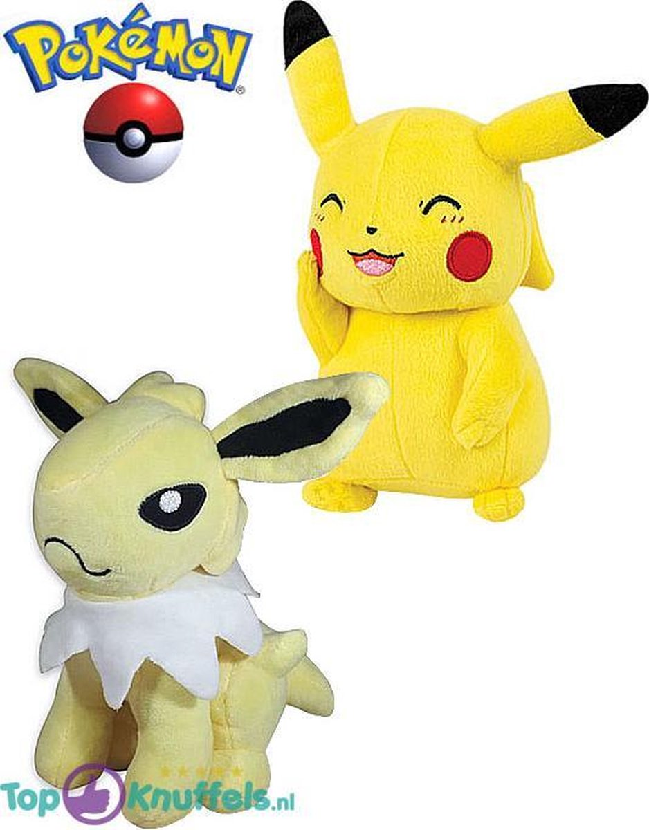 Pokemon speelgoed knuffel set Pikachu 23cm + Jolteon 23cm | Pokémon Friends: Charmander Bulbasaur Eevee Charizard Squirtle Snorlax